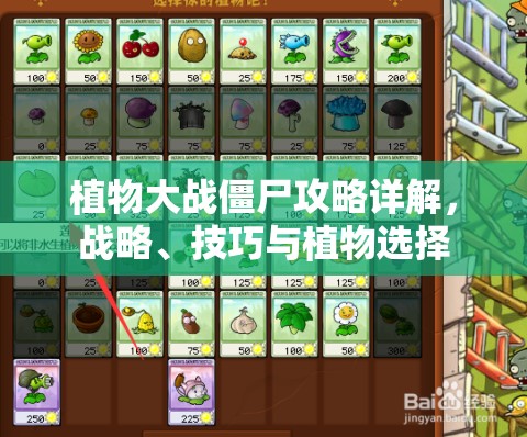 植物大战僵尸攻略详解，战略、技巧与植物选择